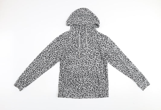 Kelly & Grace Women Grey Animal Print Pullover Hoodie Size S
