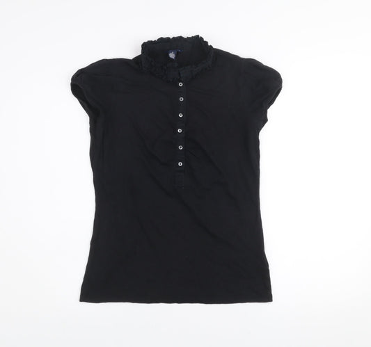 Tommy Hilfiger Women’s Black Ruffle Button Blouse M