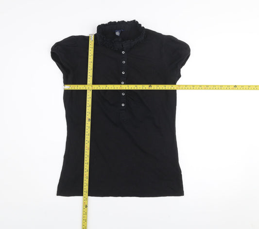 Tommy Hilfiger Women’s Black Ruffle Button Blouse M