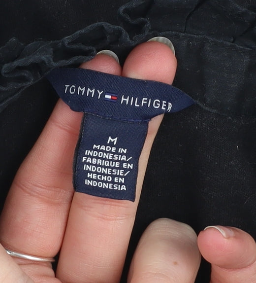 Tommy Hilfiger Women’s Black Ruffle Button Blouse M