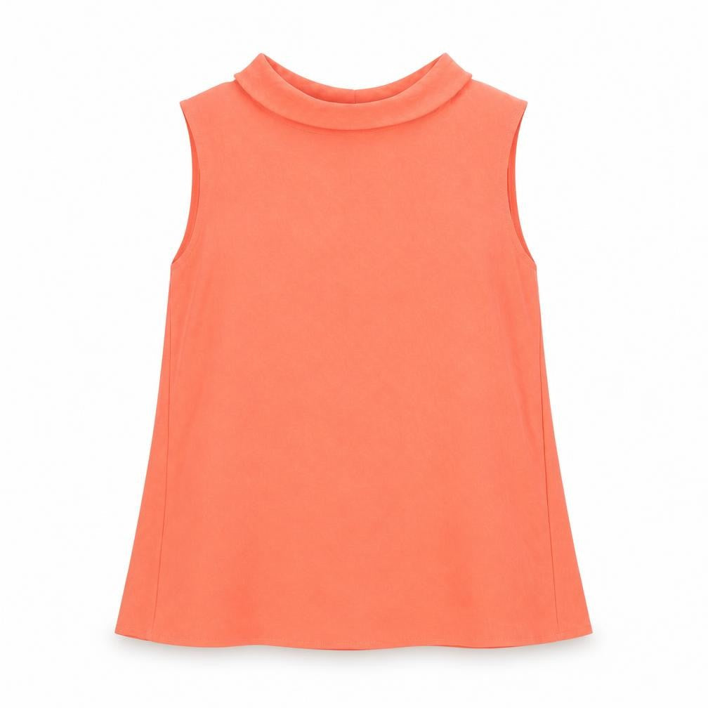 Gallery Womens Orange Sleeveless High Neck Bow Blouse Size 14