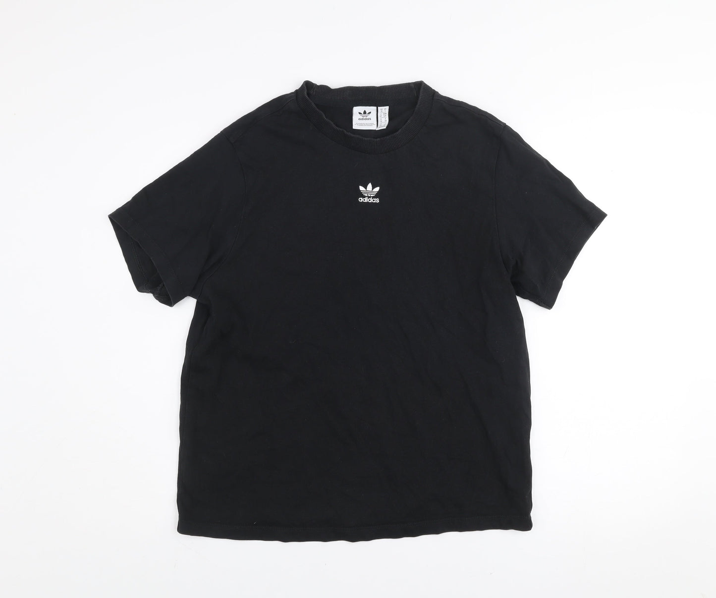 Adidas Women's Black Cotton Crew Neck Short Sleeve T-Shirt Size 10