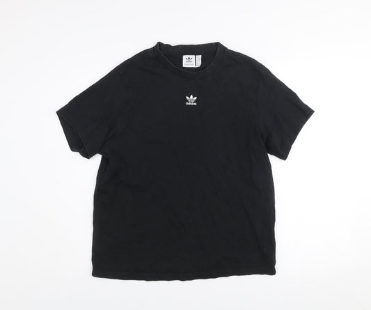 Adidas Women's Black Cotton Crew Neck Short Sleeve T-Shirt Size 10