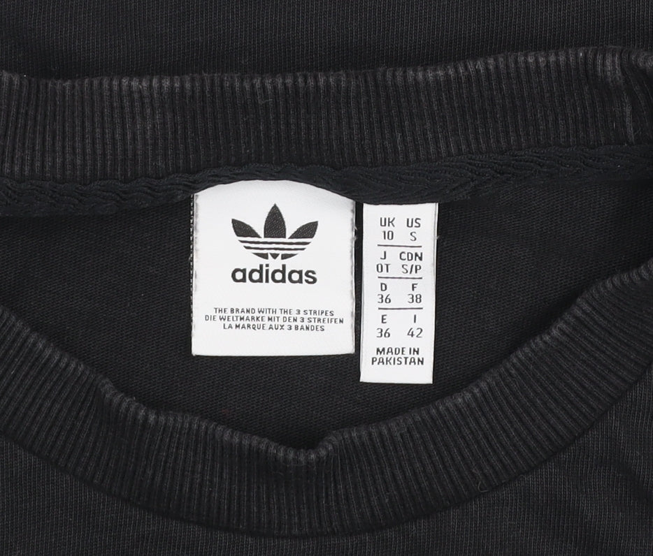 Adidas Women's Black Cotton Crew Neck Short Sleeve T-Shirt Size 10