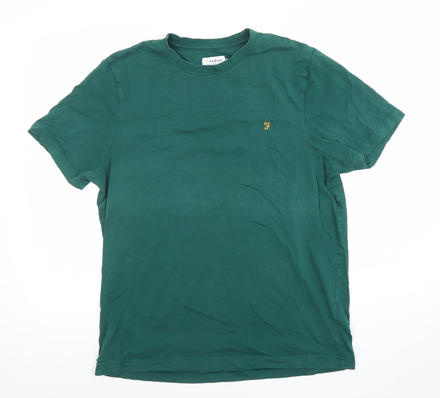 Farah Men's Green Cotton Crew Neck Short Sleeve T-Shirt L