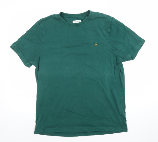 Farah Men's Green Cotton Crew Neck Short Sleeve T-Shirt L