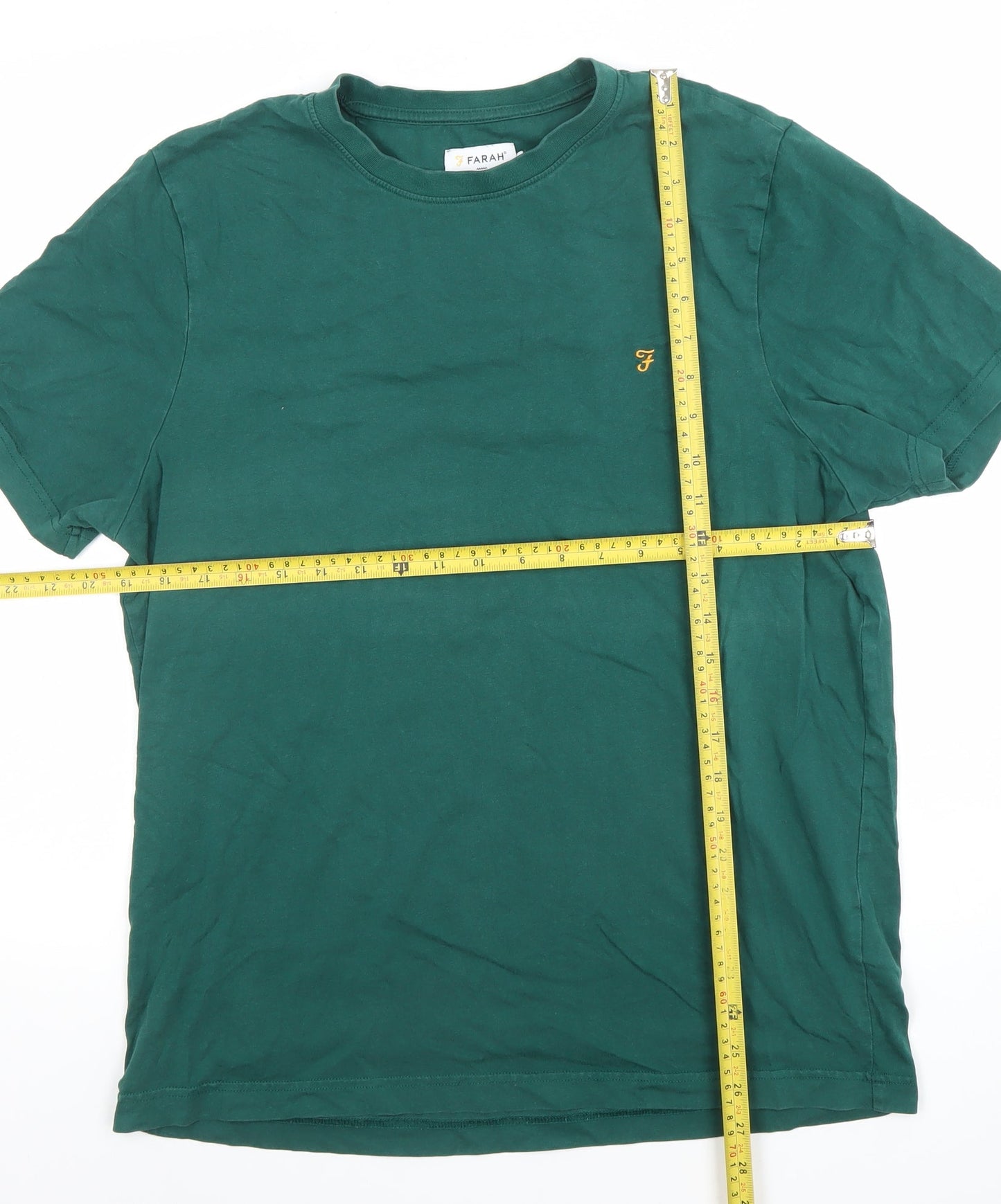 Farah Men's Green Cotton Crew Neck Short Sleeve T-Shirt L