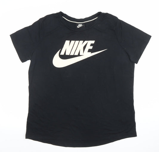 Nike Womens Black Basic Sports T-Shirt Size L Short Sleeve