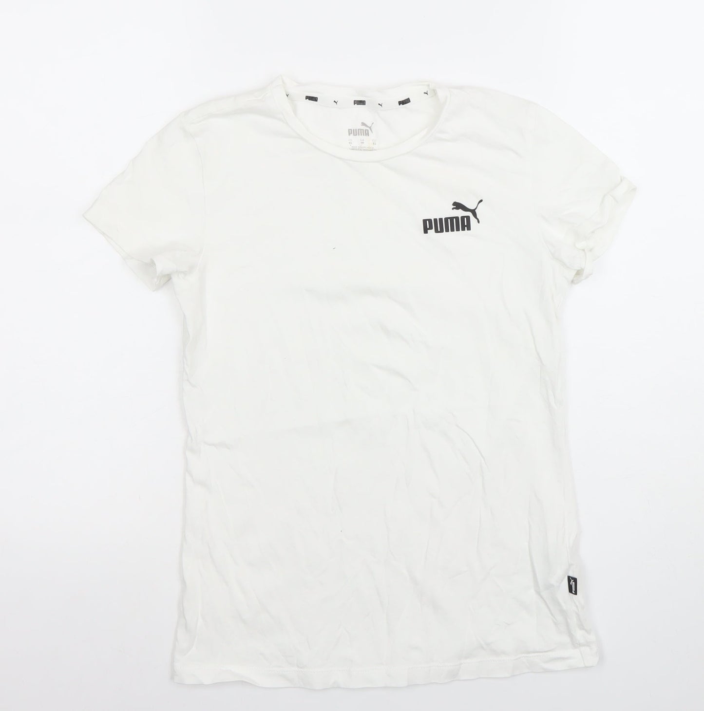 Puma Womens White XS Basic Crew Neck Short Sleeve T-Shirt