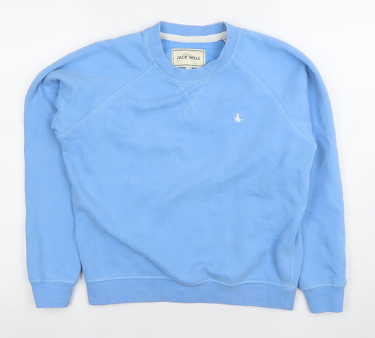 Jack Wills Women's Blue Cotton Crew Neck Pullover Sweatshirt UK 6