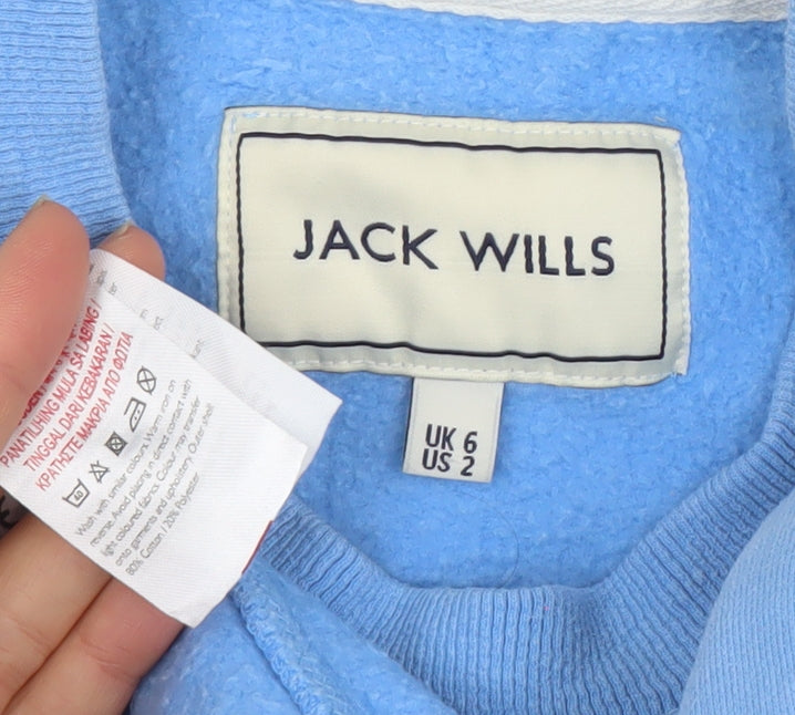 Jack Wills Women's Blue Cotton Crew Neck Pullover Sweatshirt UK 6