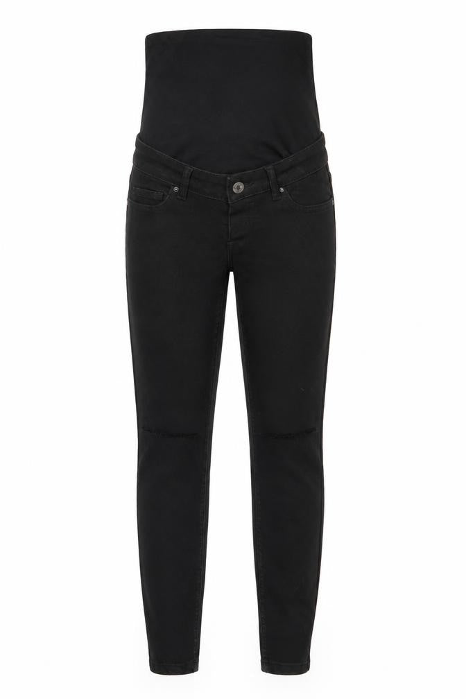 Front view of Denim & Co. Women's Black Maternity Jegging Jeans, size 8, High Rise