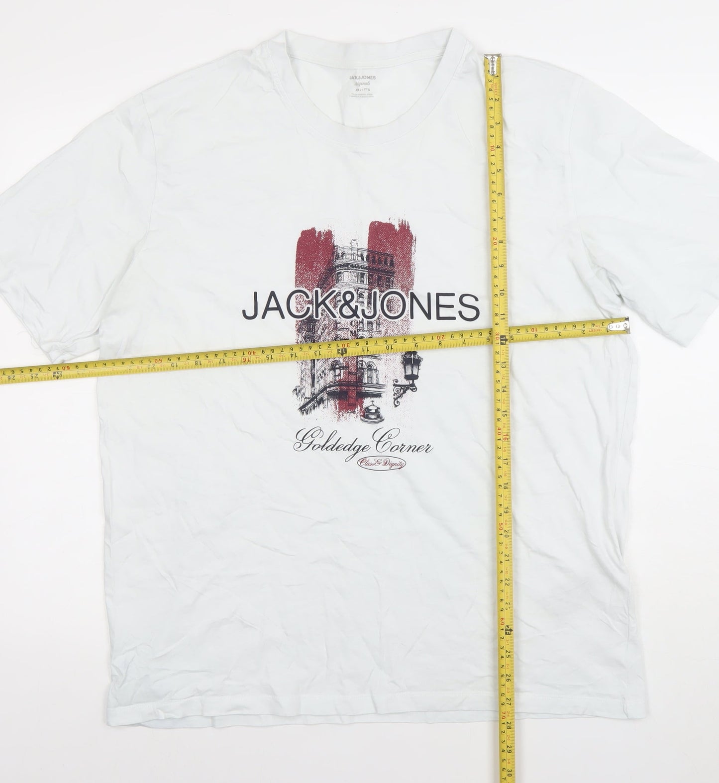 Jack & Jones Mens White 2XL Graphic Print Cotton T-Shirt
