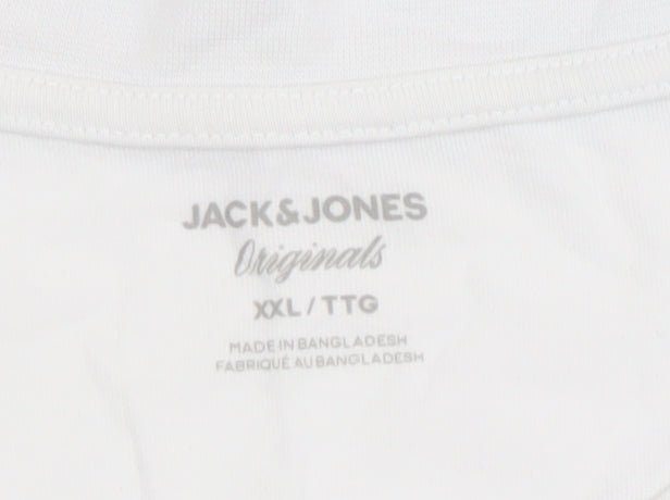 Jack & Jones Mens White 2XL Graphic Print Cotton T-Shirt