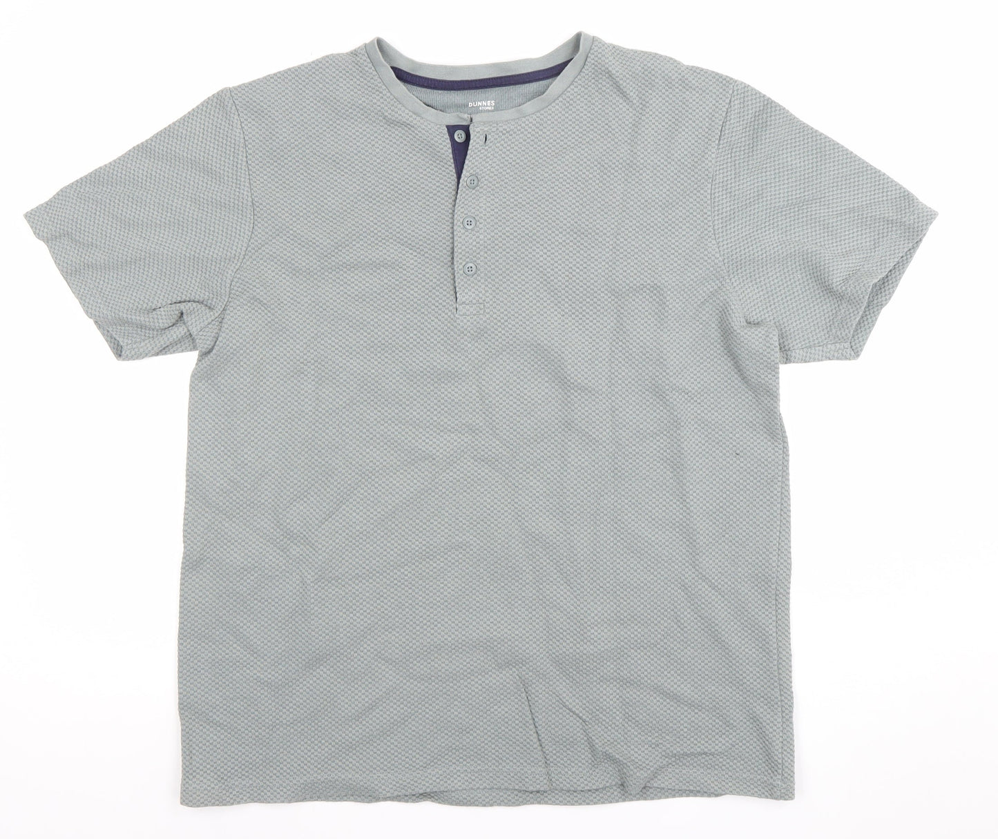 Dunnes Stores Mens Grey Short Sleeve Regular Fit Henley Polo Shirt L