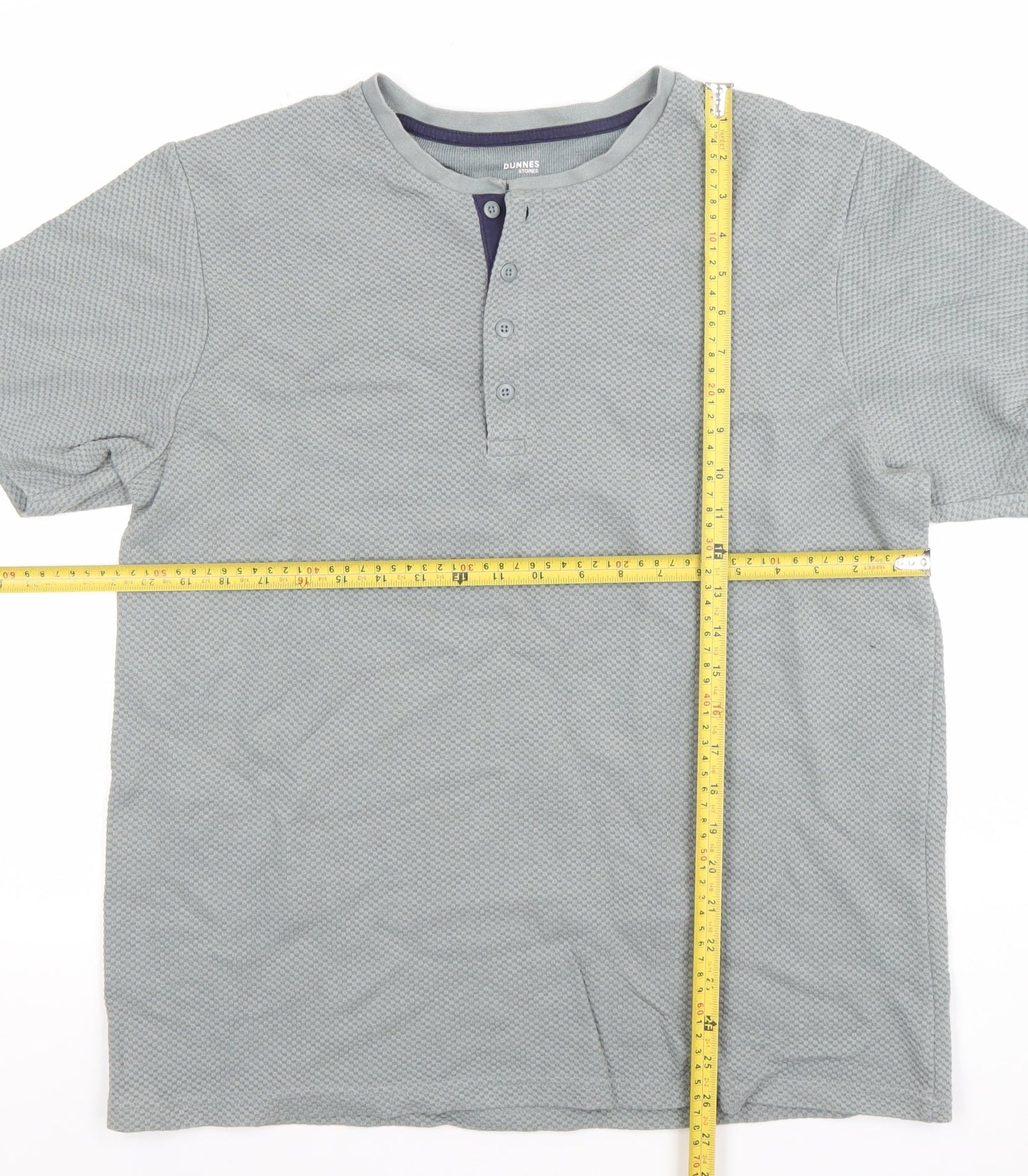 Dunnes Stores Mens Grey Short Sleeve Regular Fit Henley Polo Shirt L