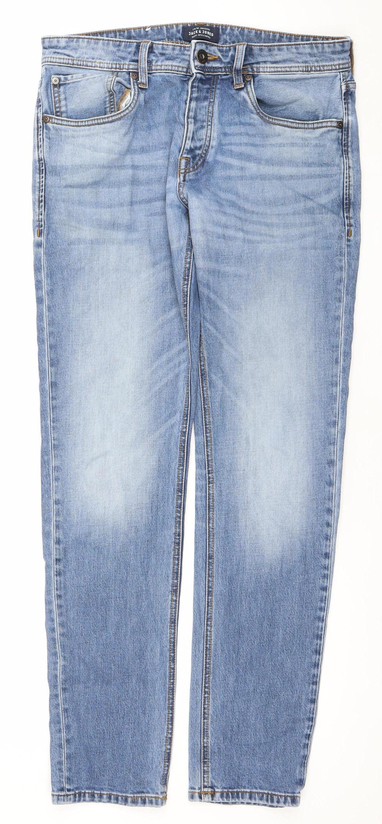 Jack & Jones Men's Blue 32x34 Regular Fit Straight Denim Jeans