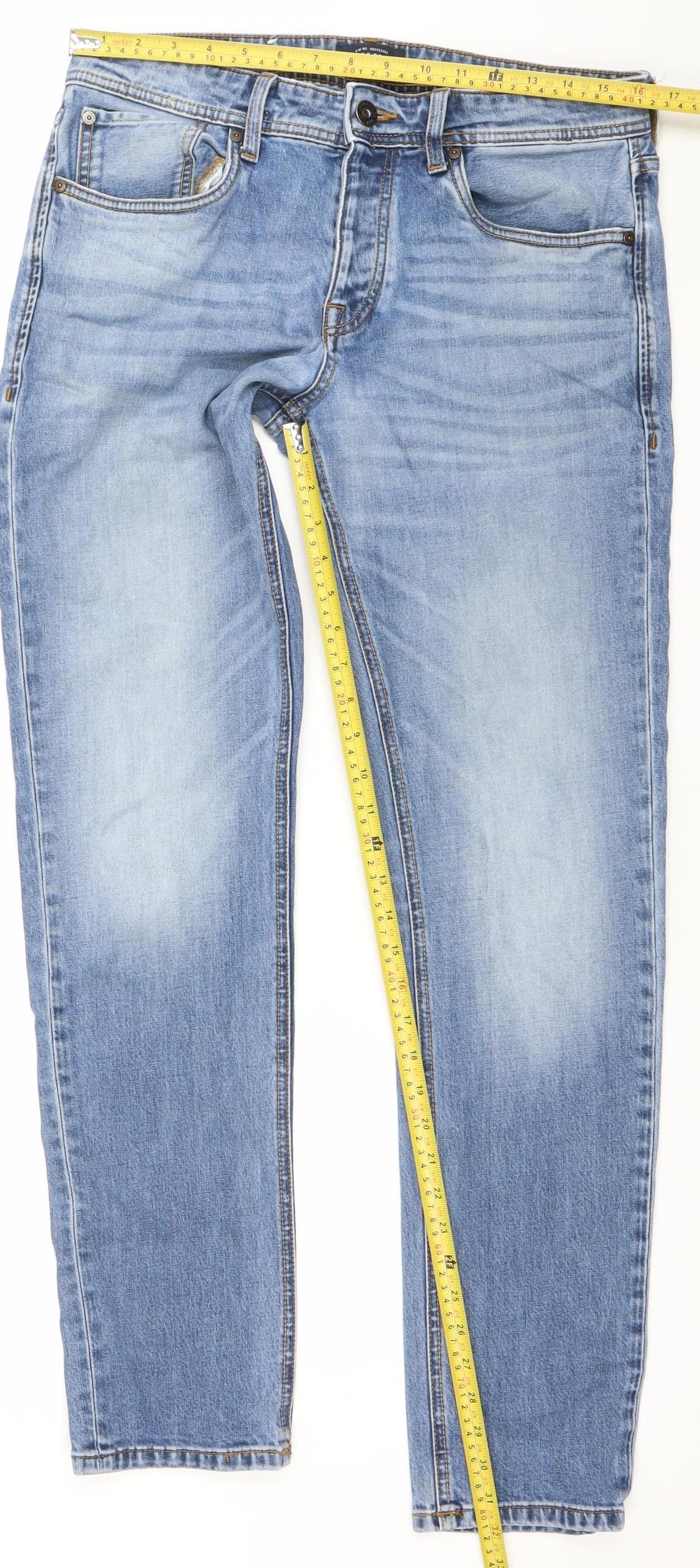 Jack & Jones Men's Blue 32x34 Regular Fit Straight Denim Jeans