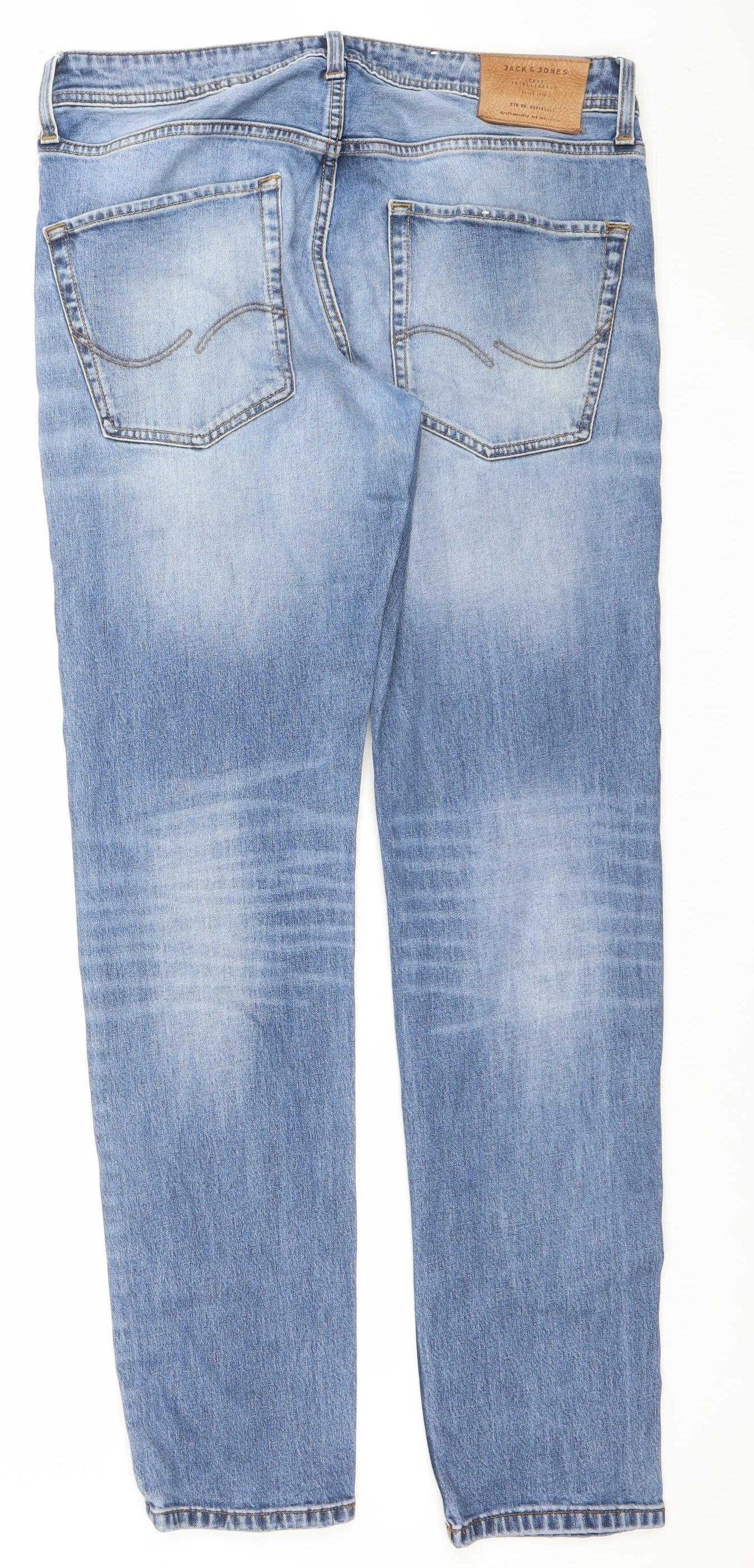 Jack & Jones Men's Blue 32x34 Regular Fit Straight Denim Jeans