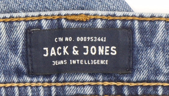 Jack & Jones Men's Blue 32x34 Regular Fit Straight Denim Jeans