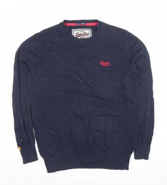 Superdry Men’s Blue Cotton Cashmere Crew Neck Jumper Size M