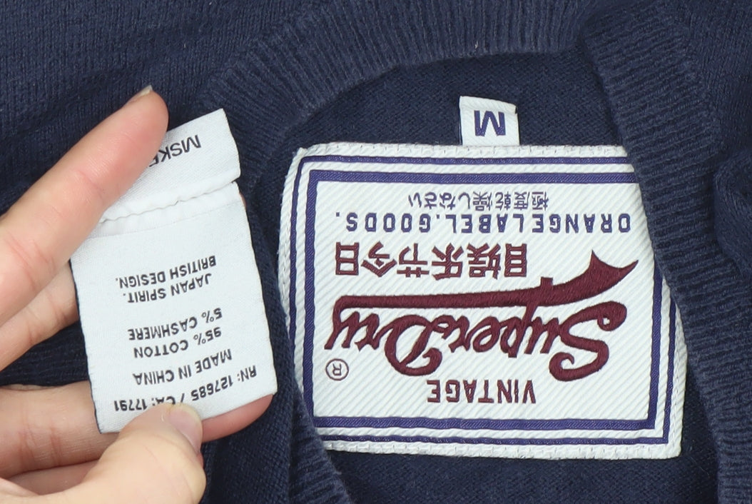 Superdry Men’s Blue Cotton Cashmere Crew Neck Jumper Size M