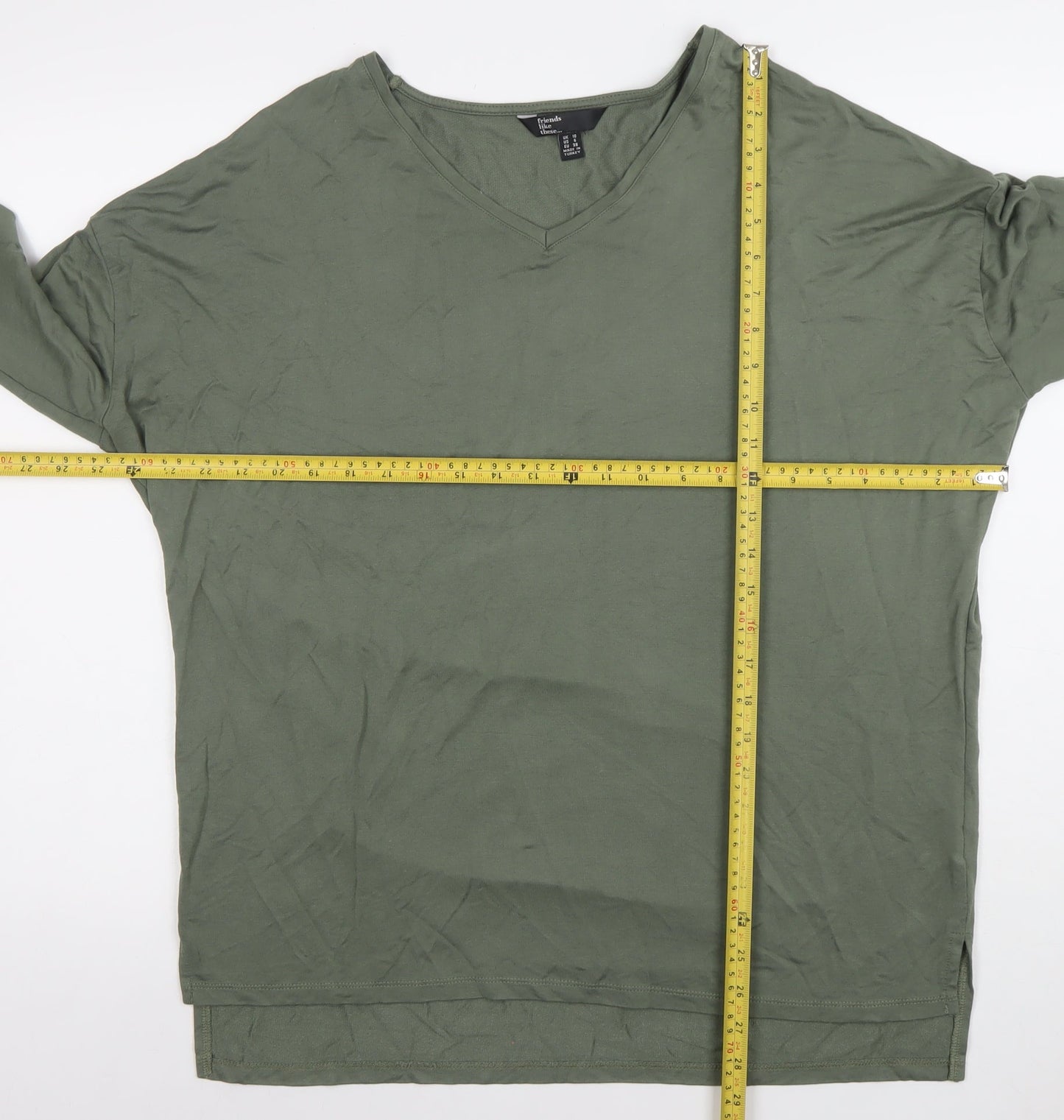 Friends Like These Women's Green Size 10 Relaxed V-Neck Jersey Top