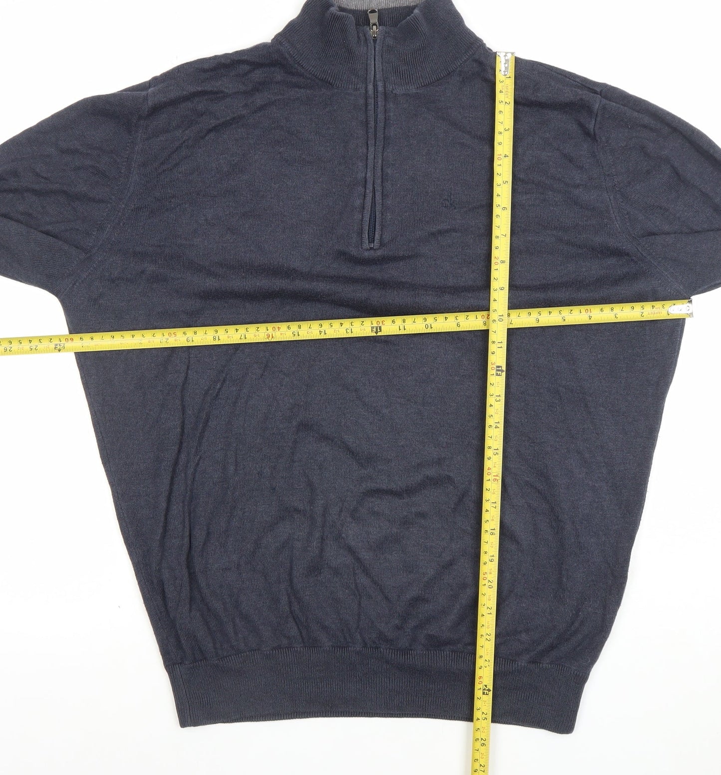 Calvin Klein Men’s Blue 1/4 Zip Cotton Acrylic Jumper Size L
