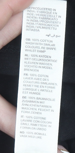 FatFace Womens Black Organic Cotton 3/4 Sleeve V-Neck T-Shirt Size 10