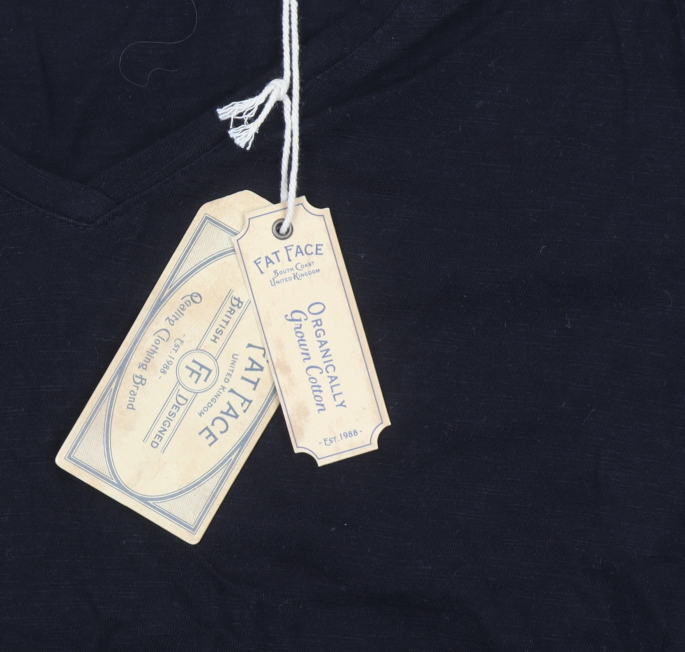 FatFace Womens Black Organic Cotton 3/4 Sleeve V-Neck T-Shirt Size 10