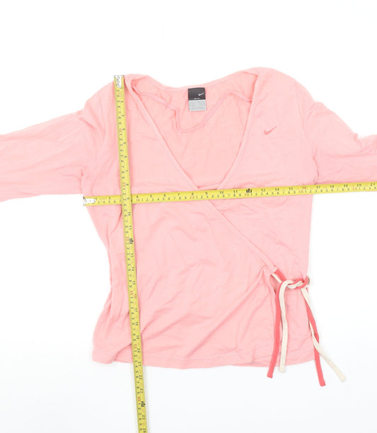 Nike Women's Pink Wrap Dri-FIT Long Sleeve Top Size M 10/12