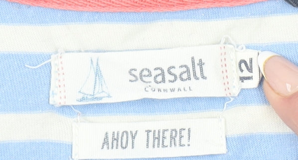 Seasalt Cornwall Women's Blue Striped Sailor T-Shirt Size 12