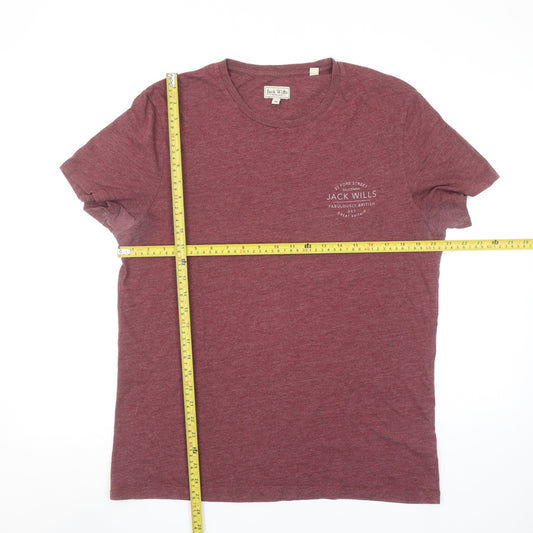 Jack Wills Men Red Marl Crew Neck Short Sleeve T-Shirt Size M Classic