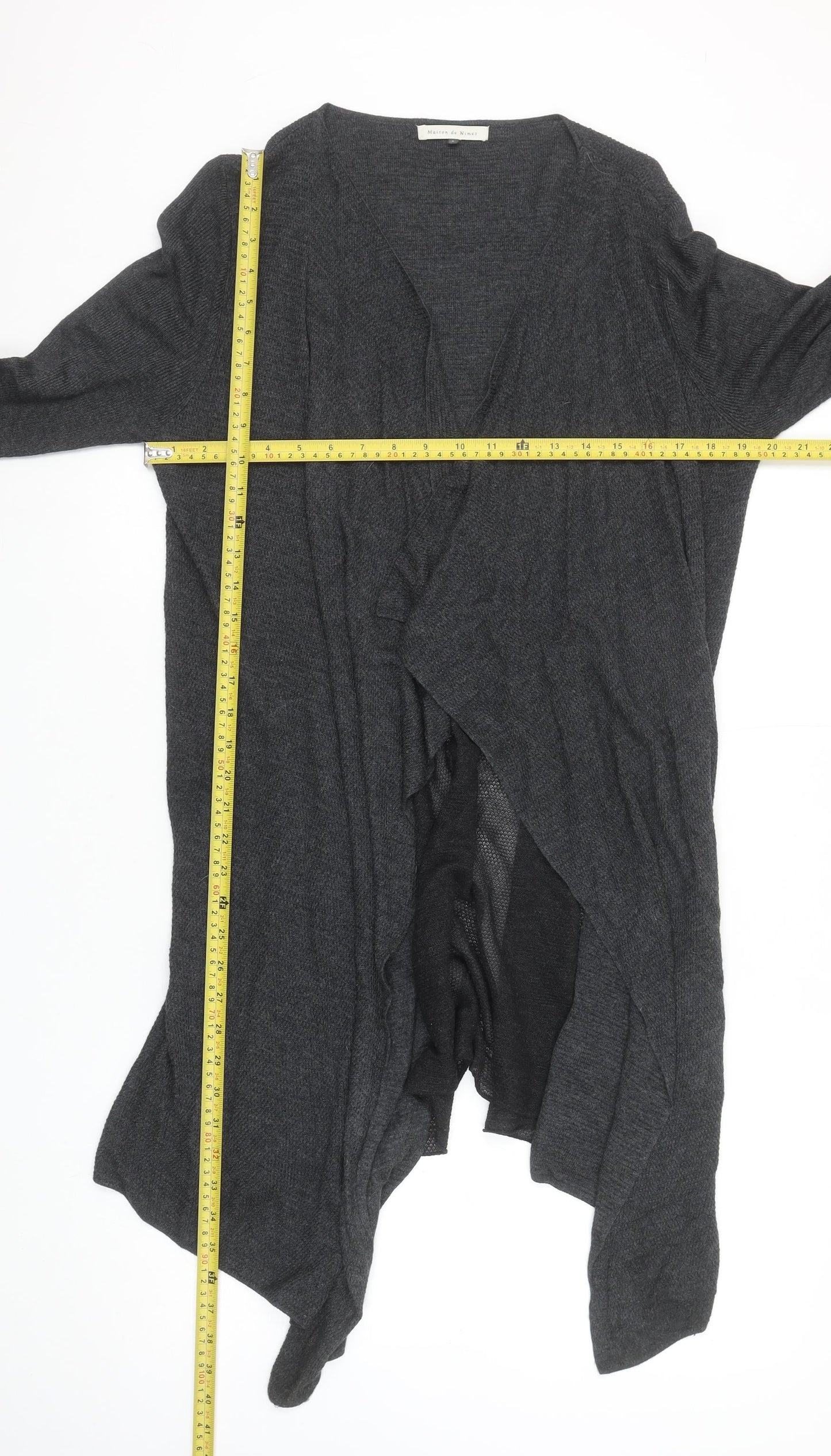 Maison de Nimes Womens Grey Longline Open Front Cardigan Size S