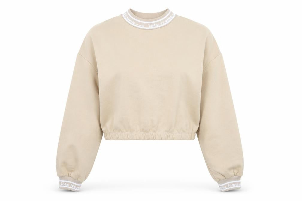 Urban Outfitters Womens Beige Cropped Pullover Sweatshirt Size M