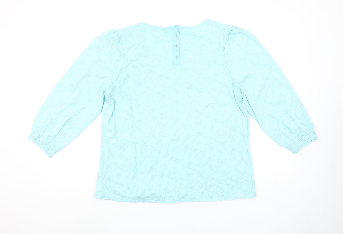 FatFace Women Blue Cotton Embroidered Tunic Blouse Size 14