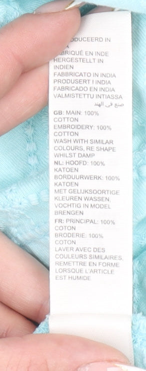 FatFace Women Blue Cotton Embroidered Tunic Blouse Size 14