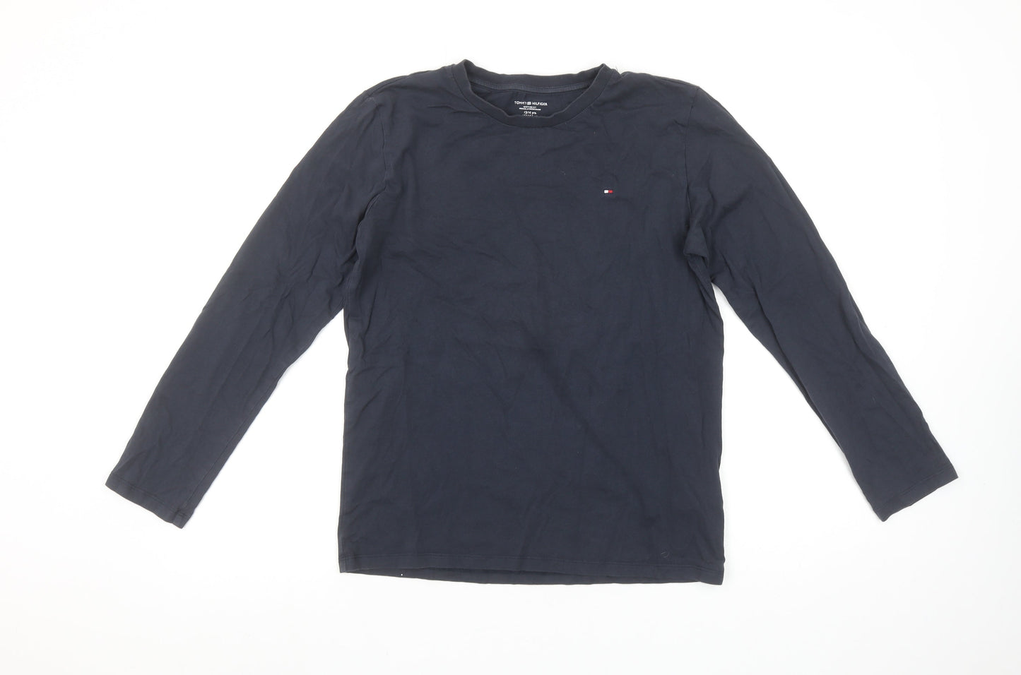 Tommy Hilfiger Boys Navy Long Sleeve Cotton Crew Neck T-Shirt 12-14 Years