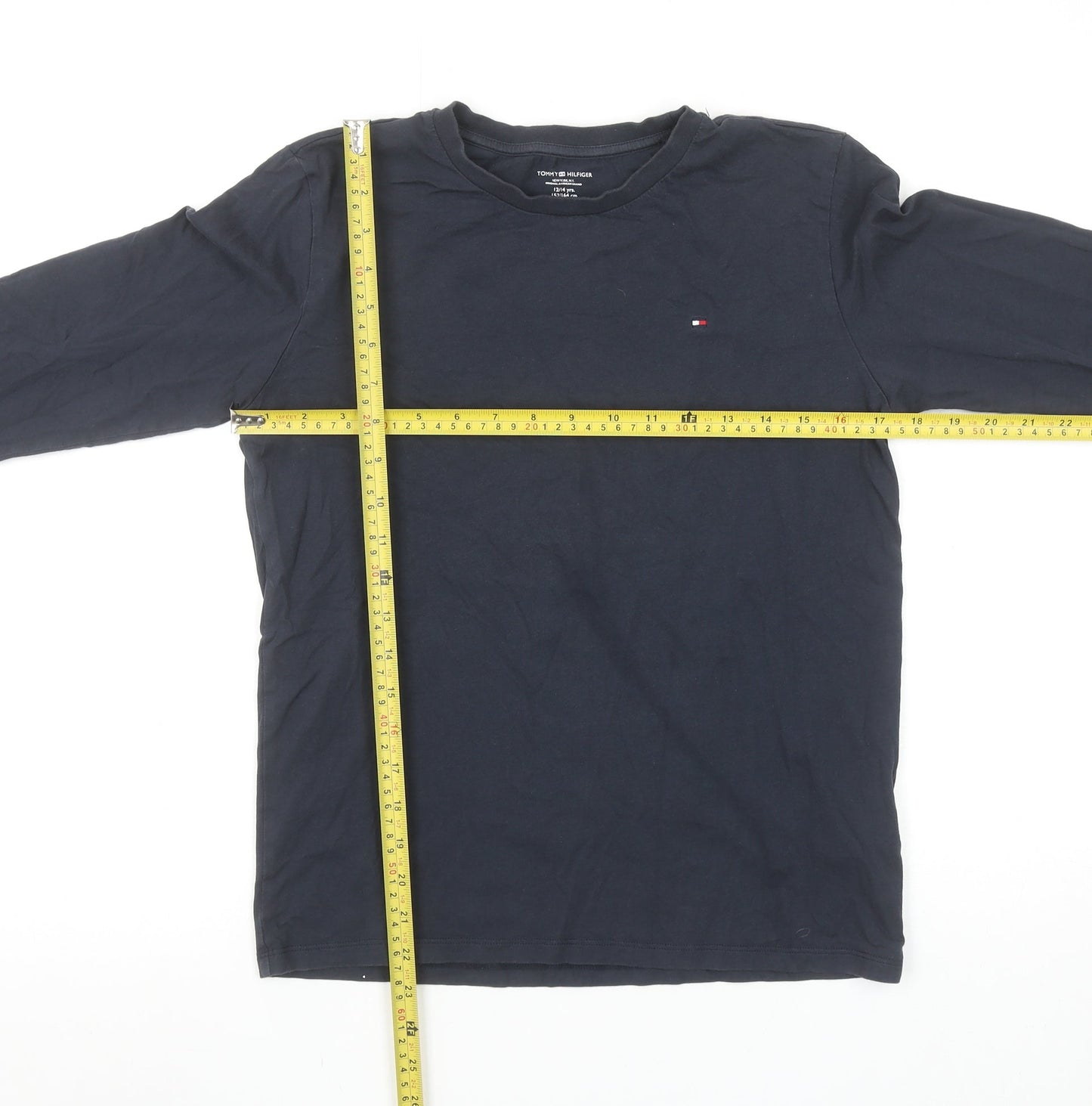 Tommy Hilfiger Boys Navy Long Sleeve Cotton Crew Neck T-Shirt 12-14 Years