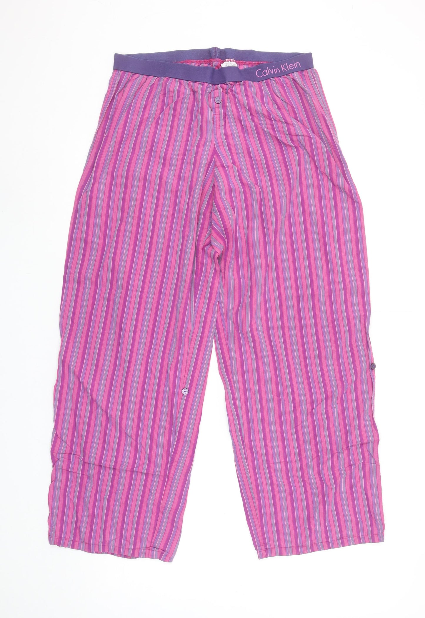 Calvin Klein Womens Pink Striped Cotton Pyjama Pants M