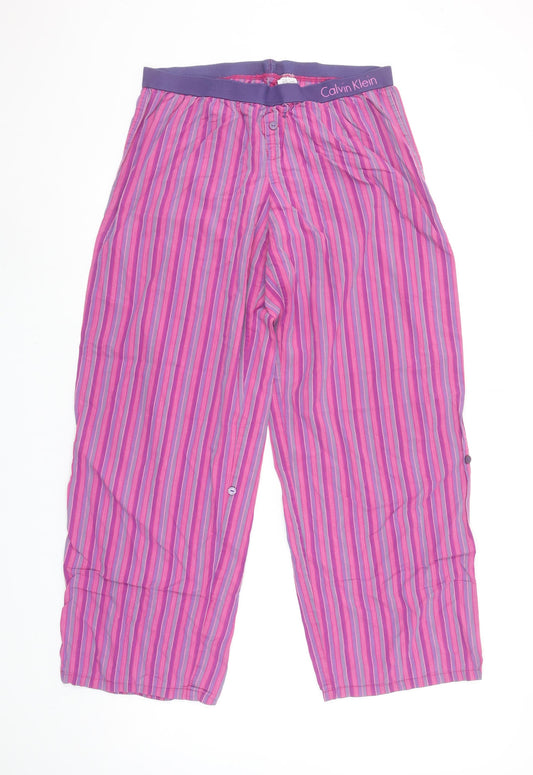 Calvin Klein Womens Pink Striped Cotton Pyjama Pants M