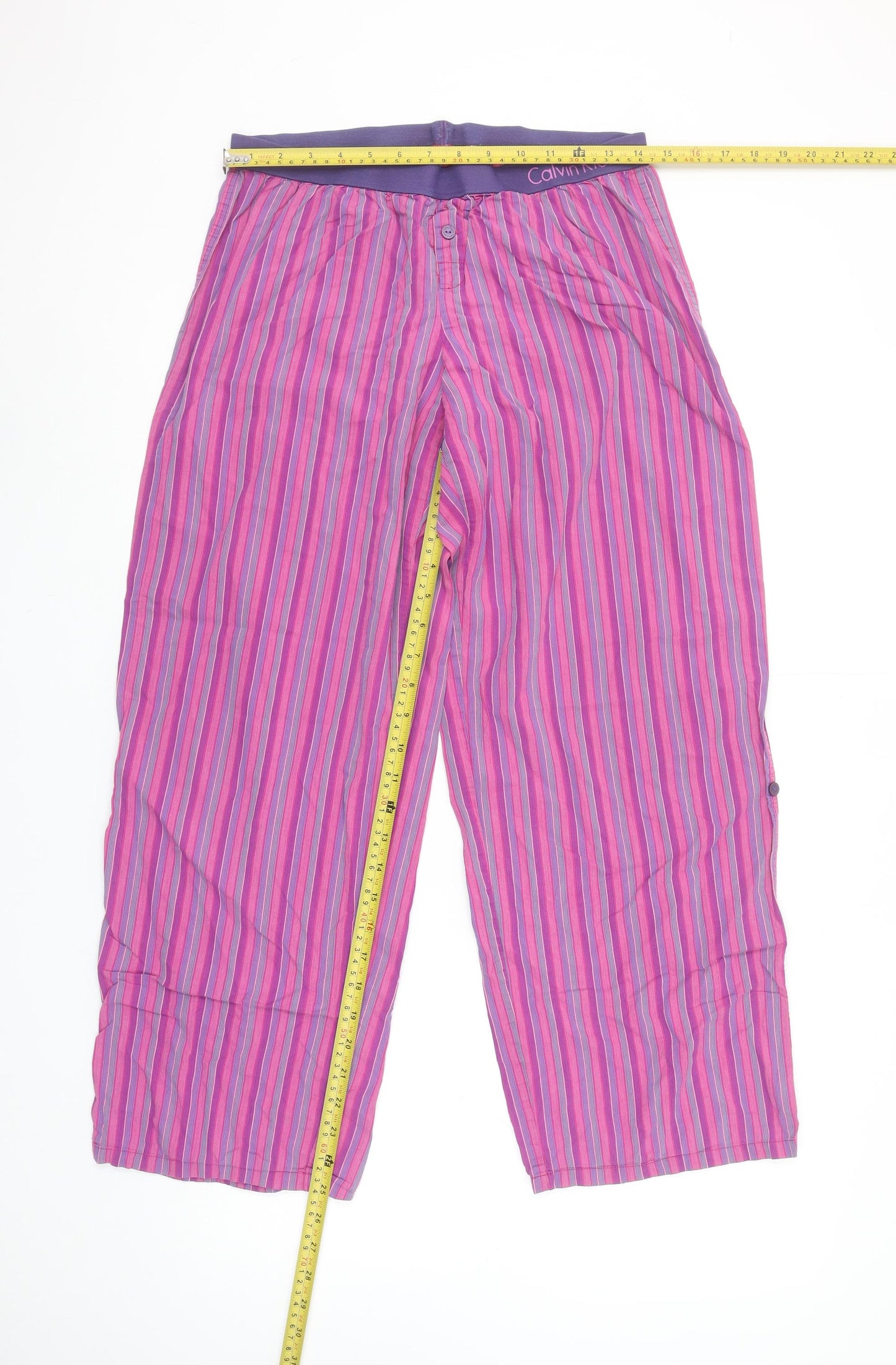 Calvin Klein Womens Pink Striped Cotton Pyjama Pants M