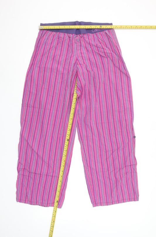 Calvin Klein Womens Pink Striped Cotton Pyjama Pants M