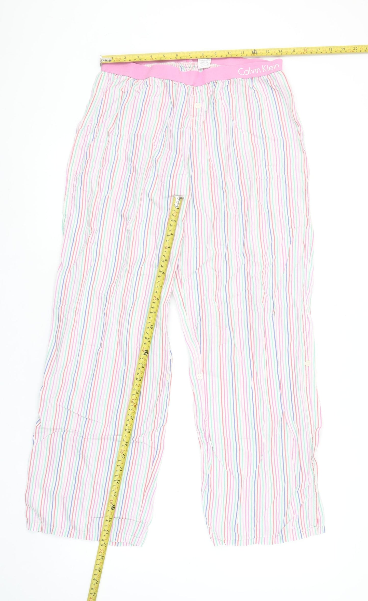 Calvin Klein Womens Multicoloured Striped Cotton Pyjama Pants M