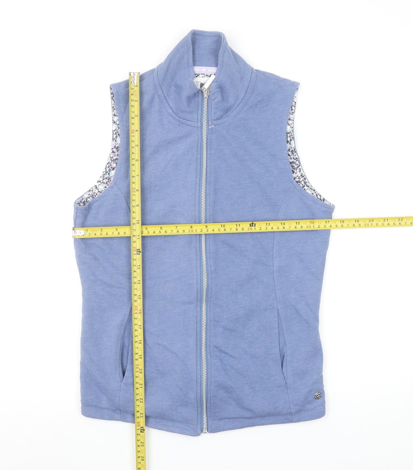 Maine New England Women's Blue Full Zip Vest Size 12 Cotton Blend