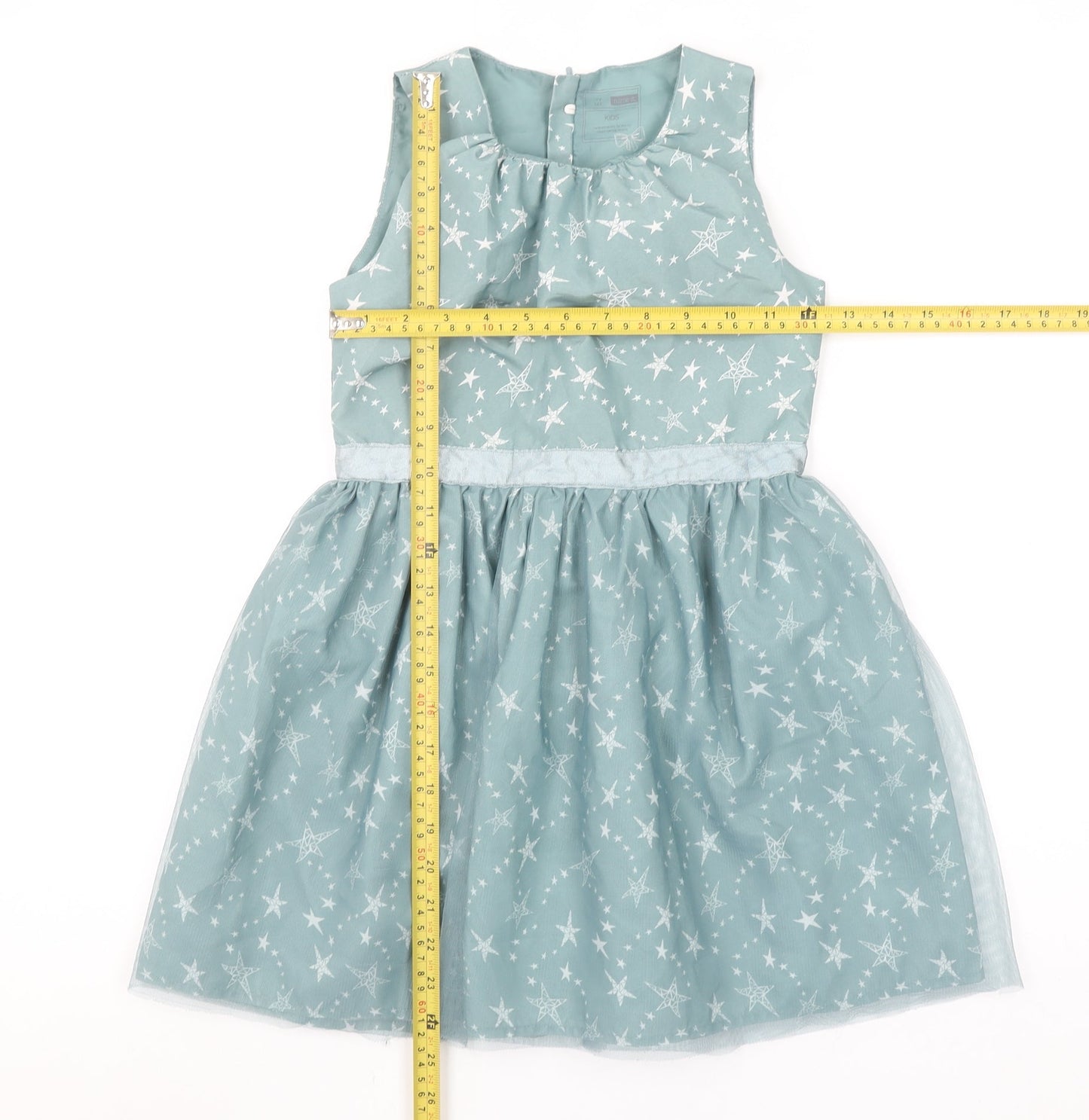Name It Girls Blue Star Print Sleeveless A-Line Party Dress 7 Years