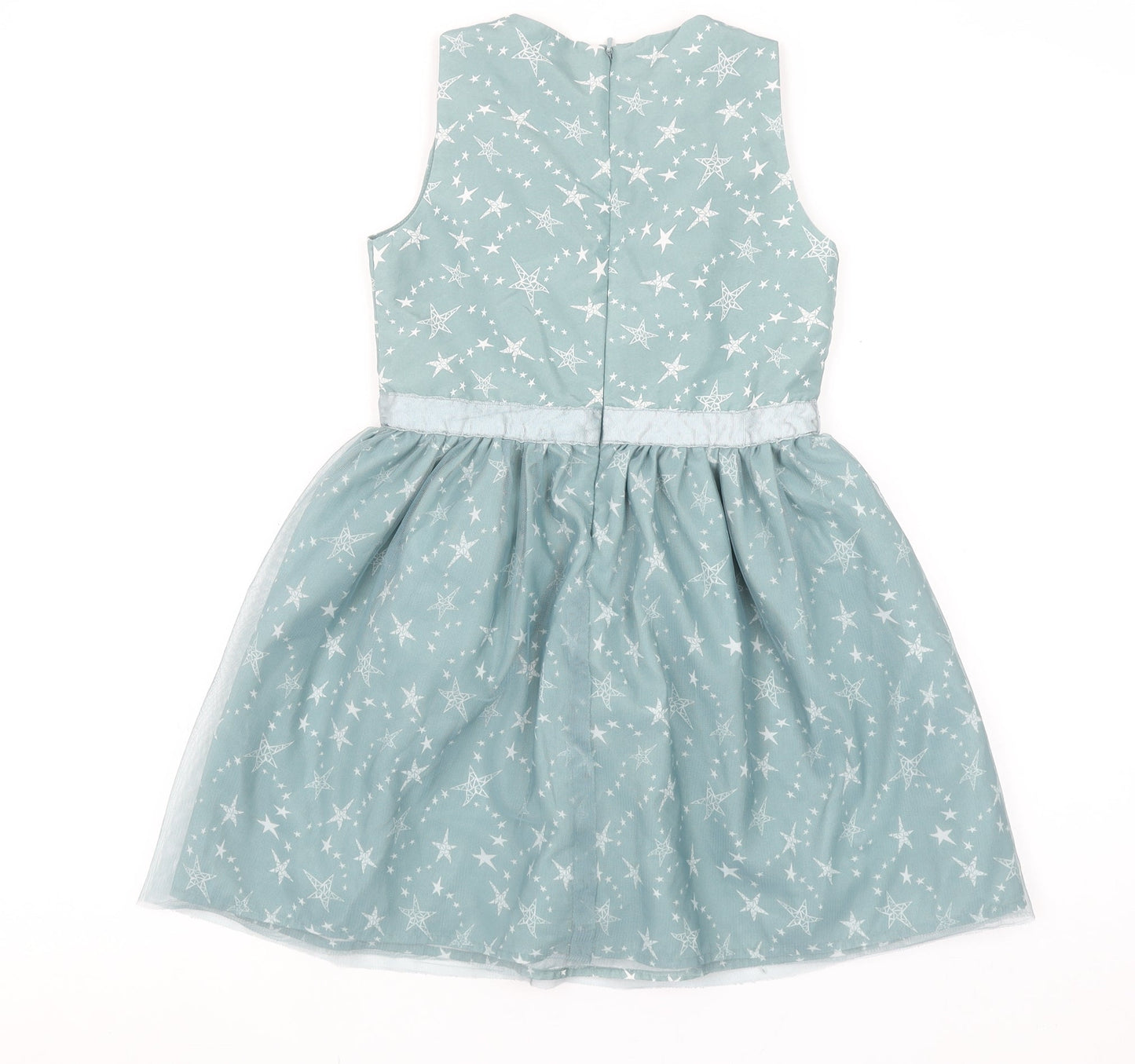 Name It Girls Blue Star Print Sleeveless A-Line Party Dress 7 Years