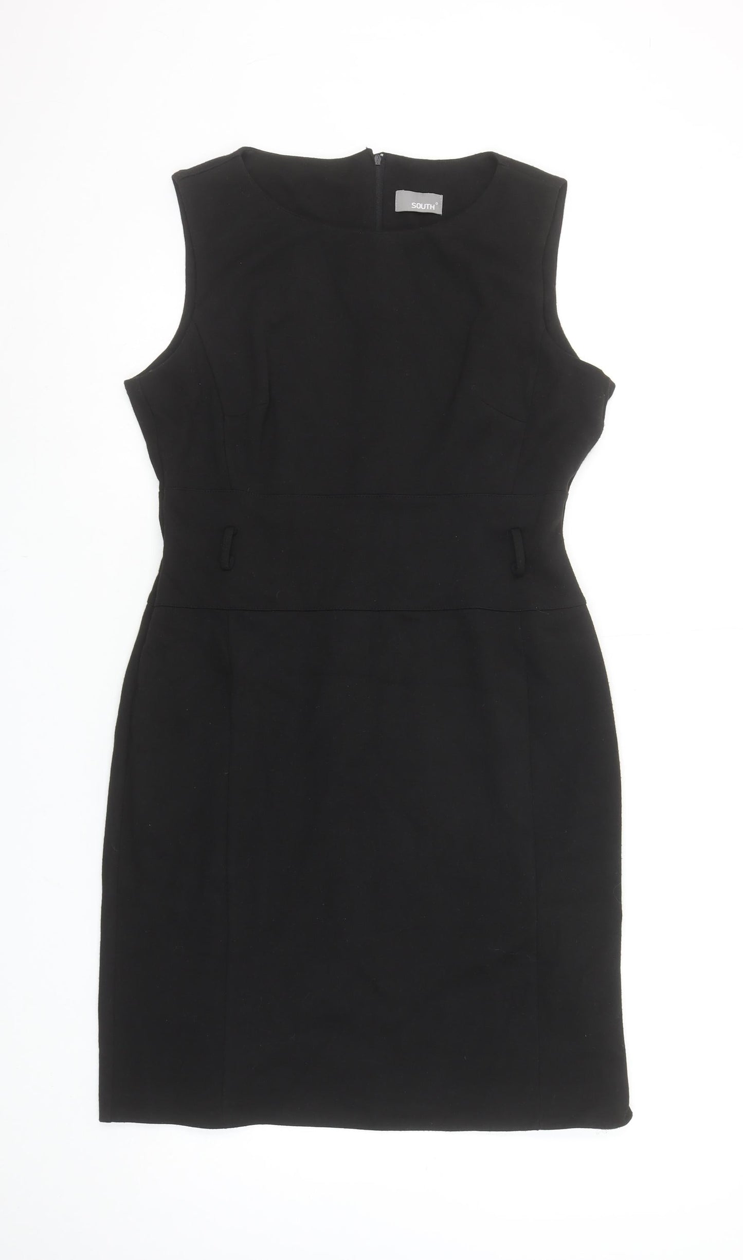 South Women Black Size 14 Sleeveless Sheath Knee Length Dress