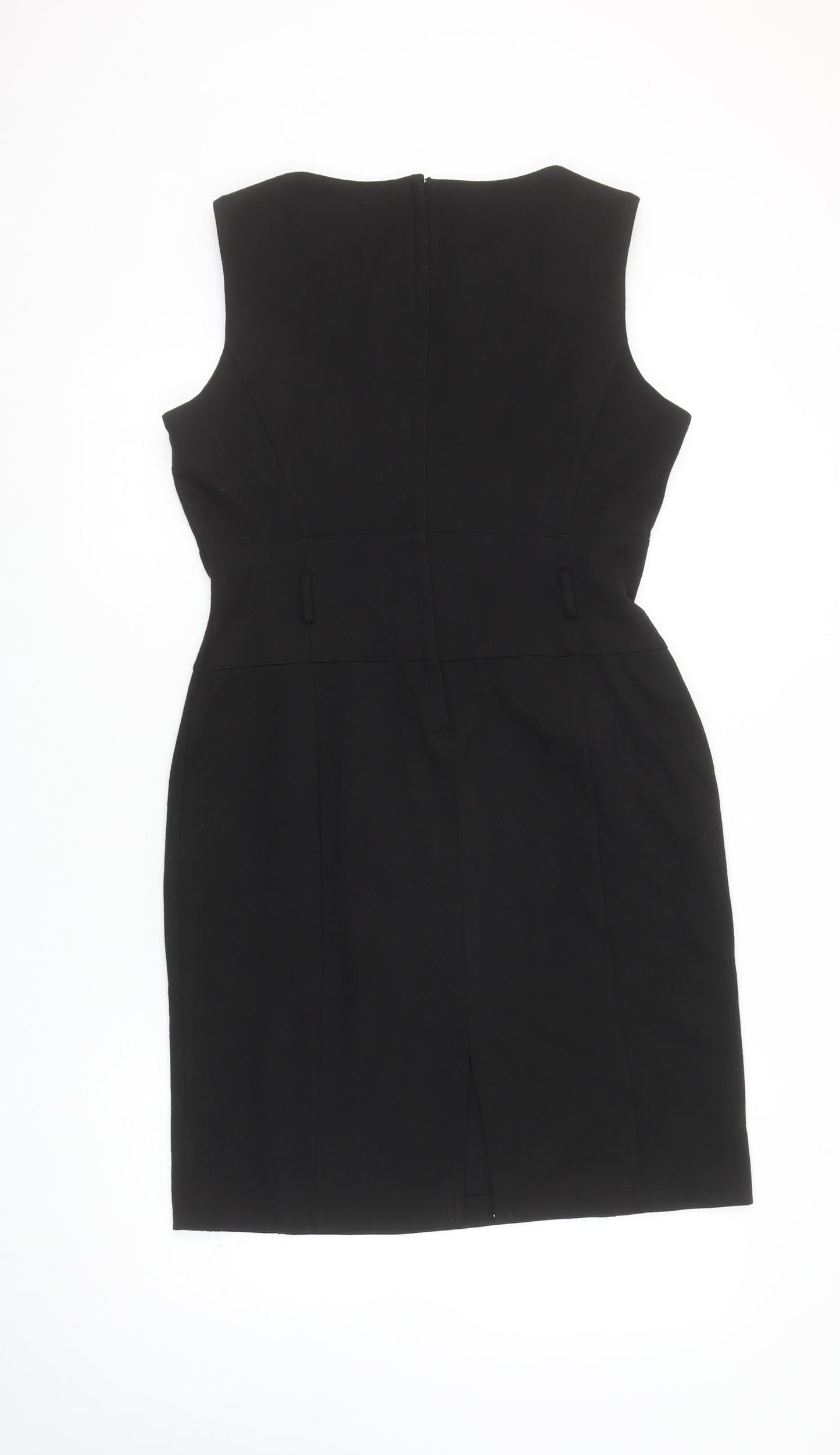 South Women Black Size 14 Sleeveless Sheath Knee Length Dress