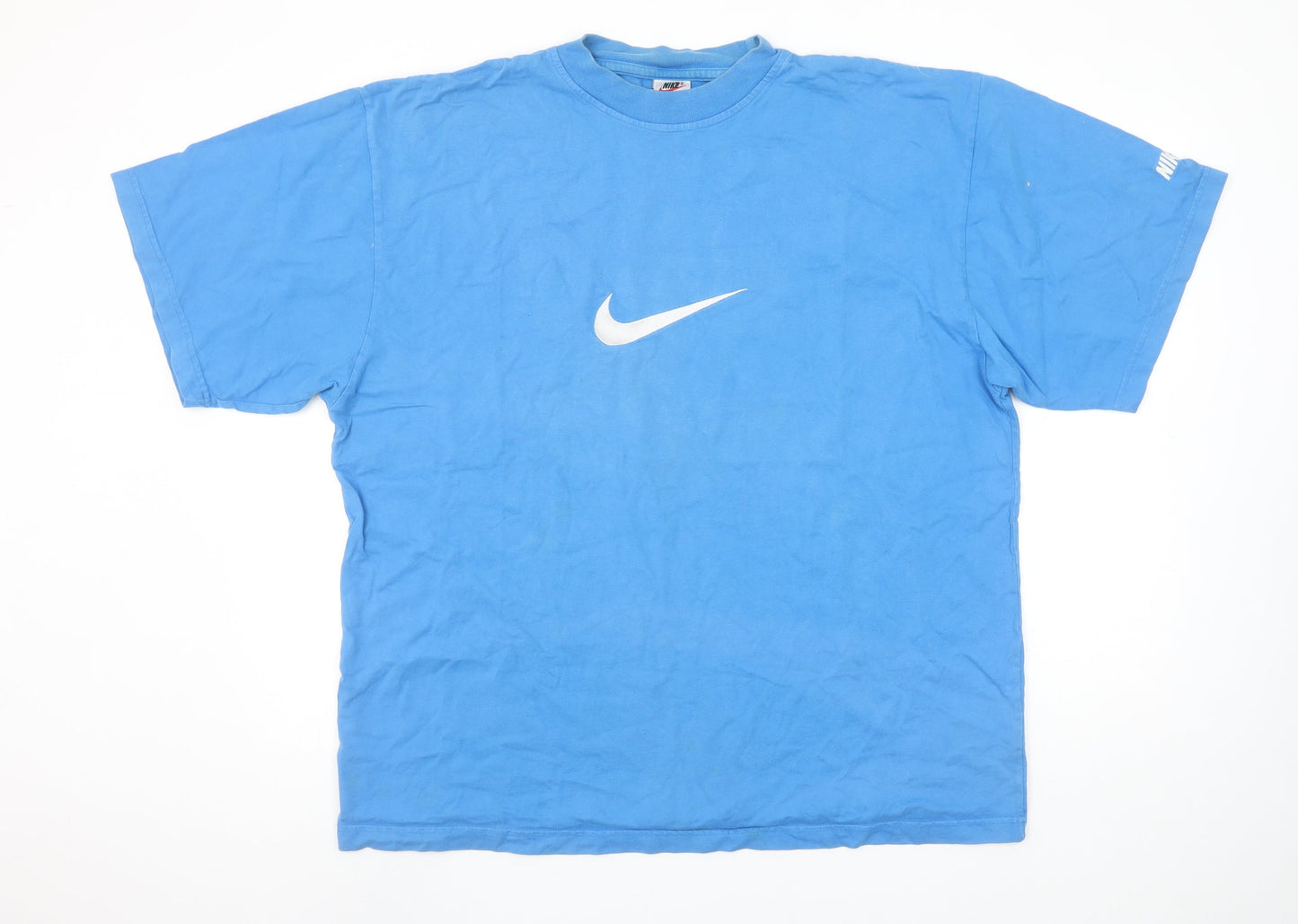 Nike Men's Blue Crew Neck Short Sleeve Cotton Sports T-Shirt Size L